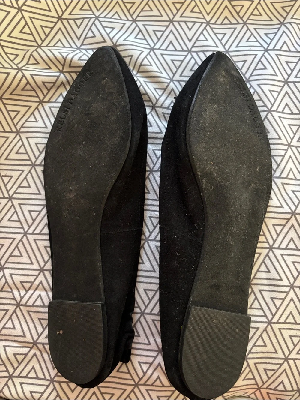 Kelsi Dagger Black Pointed Toe Embellished Ballet Flats